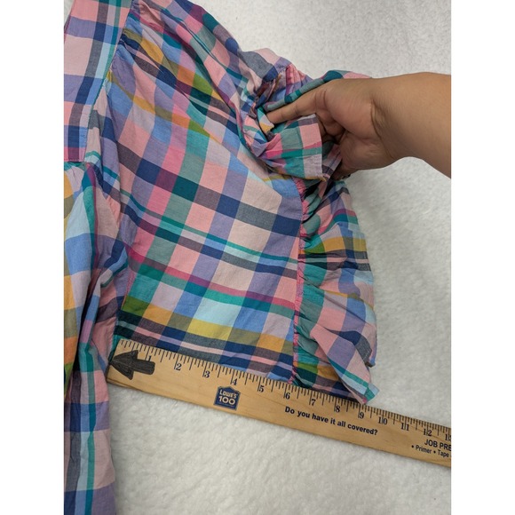 Terra & Sky Women's Plaid Ruffle Sleeve Square Neck Blouse Multicolor 0X 14W - Picture 7 of 10